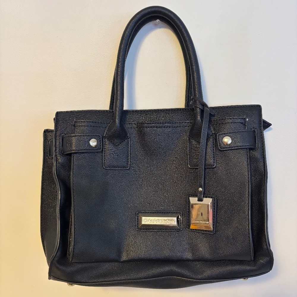 Catherine Malandrino Structured Multi Compartment Shoulder Hand Bag Black Medium